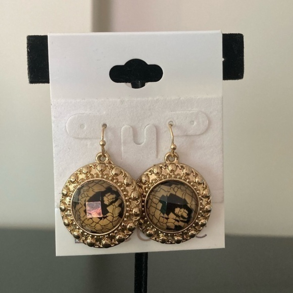 B iconic golden and black earrings